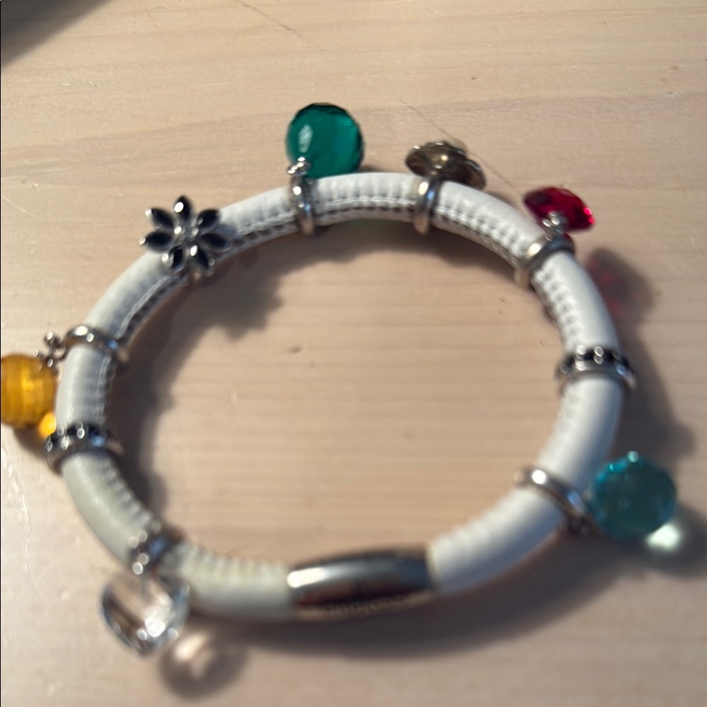 Endless jewels white rope Bracelet with Silver Accents and 9 charms